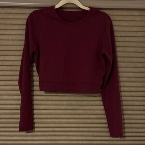 lululemon athletica Burgandy Long Sleeve Crop Top